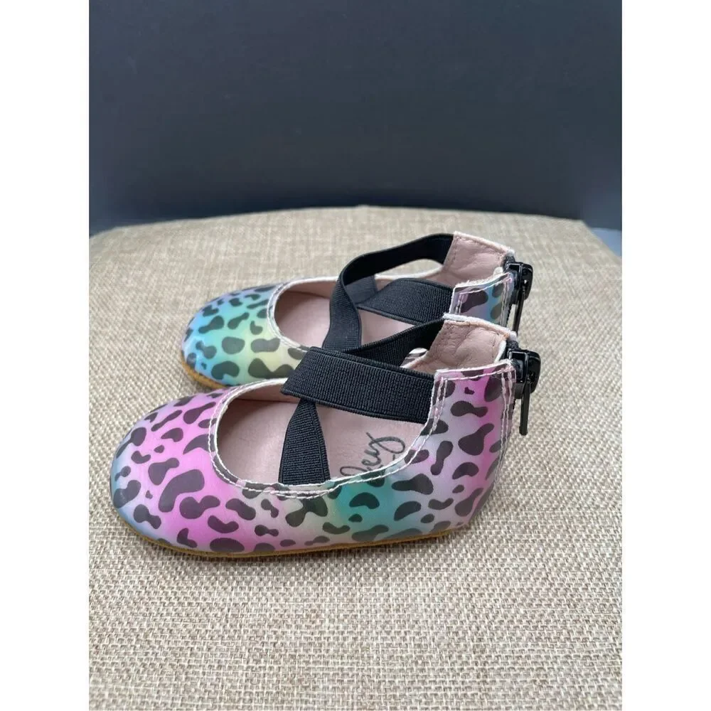 Monkey Feet Baby Girl Shoes Size 6-12 Months New Cheetah Print